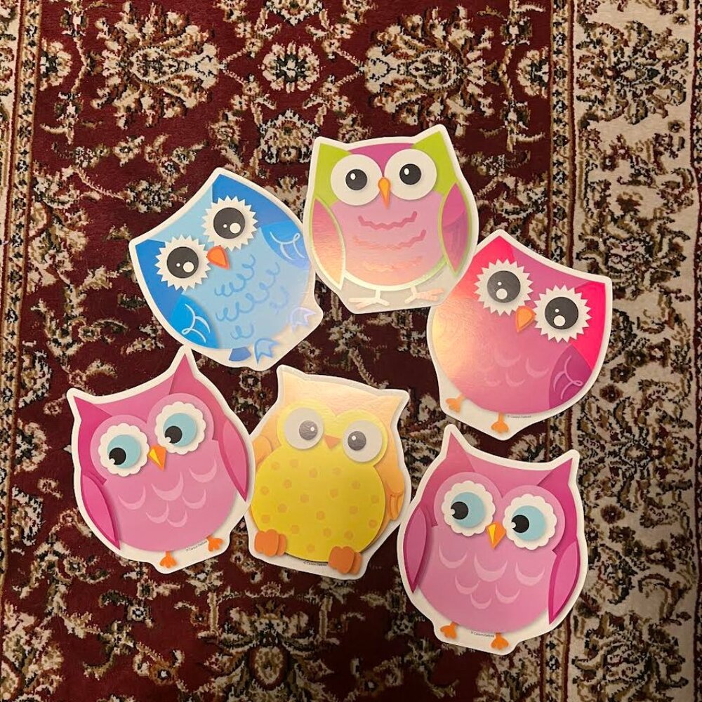 Six 6 Decorative Paper Owls